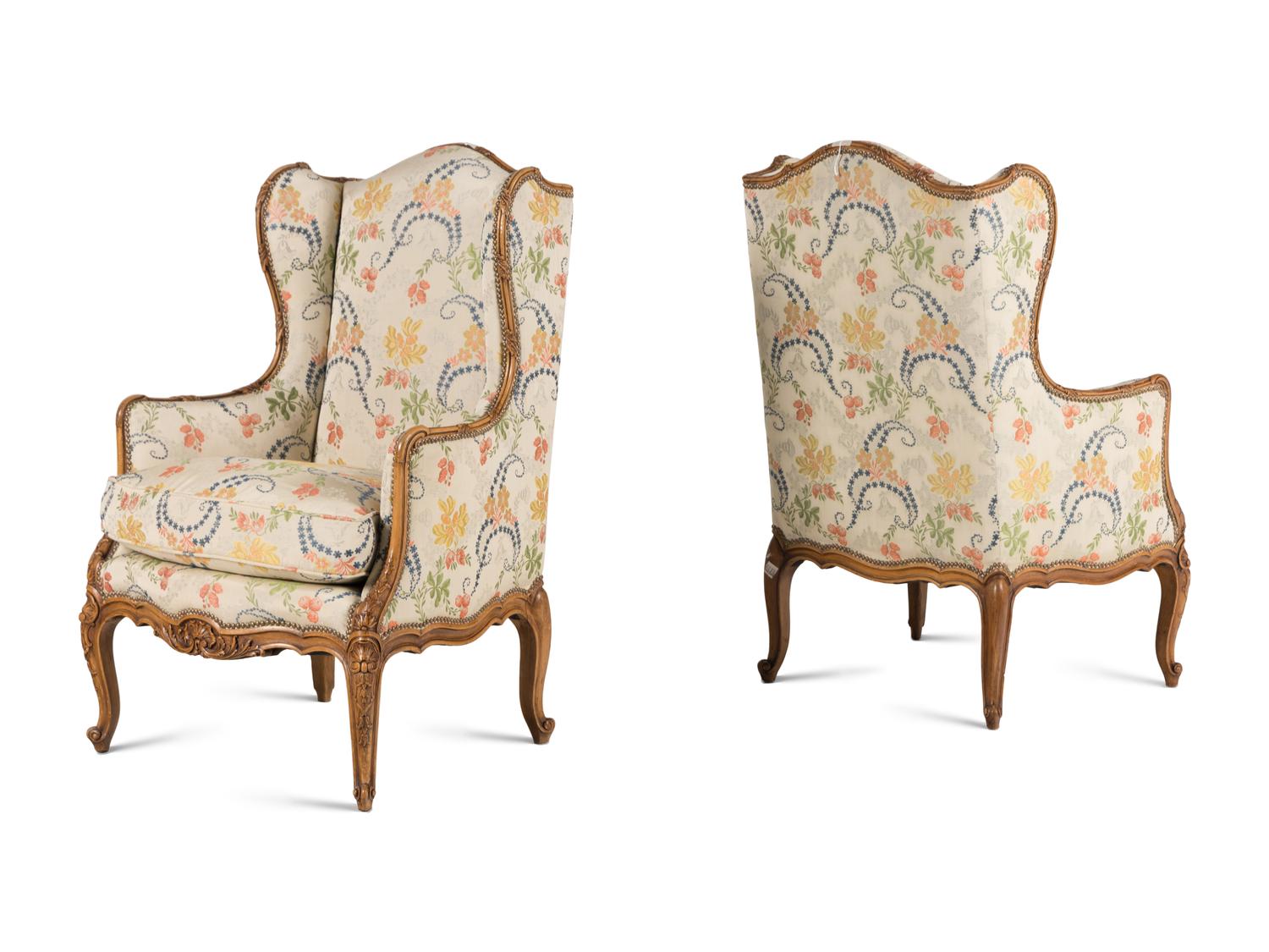 A Pair of Louis XV Style Beechwood Bergères