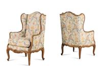 A Pair of Louis XV Style Beechwood Bergères