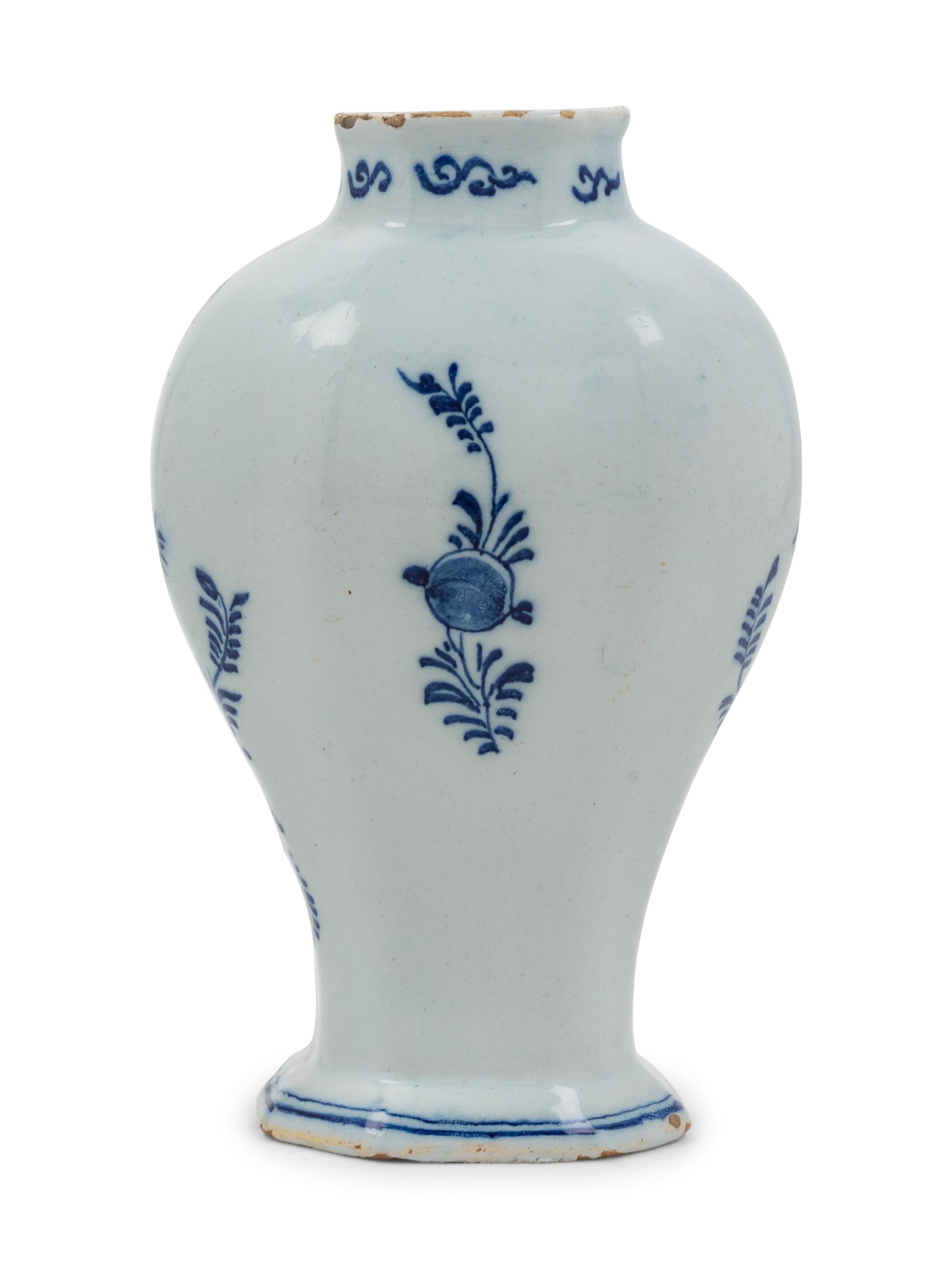 A Delft Tin-Glazed and Painted Earthenware Vase