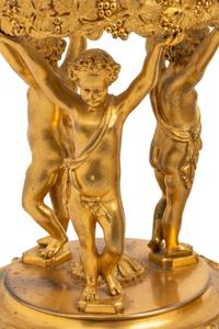 A French Gilt Bronze Mounted Hourglass and Two Associated Figural Centerpiece Bowls