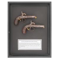 Pair of Allen & Thurber Single Shot Percussion Pistols Mounted for Display