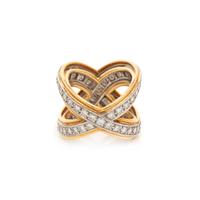 TIFFANY & CO., BICOLOR GOLD AND DIAMOND 'X' RING