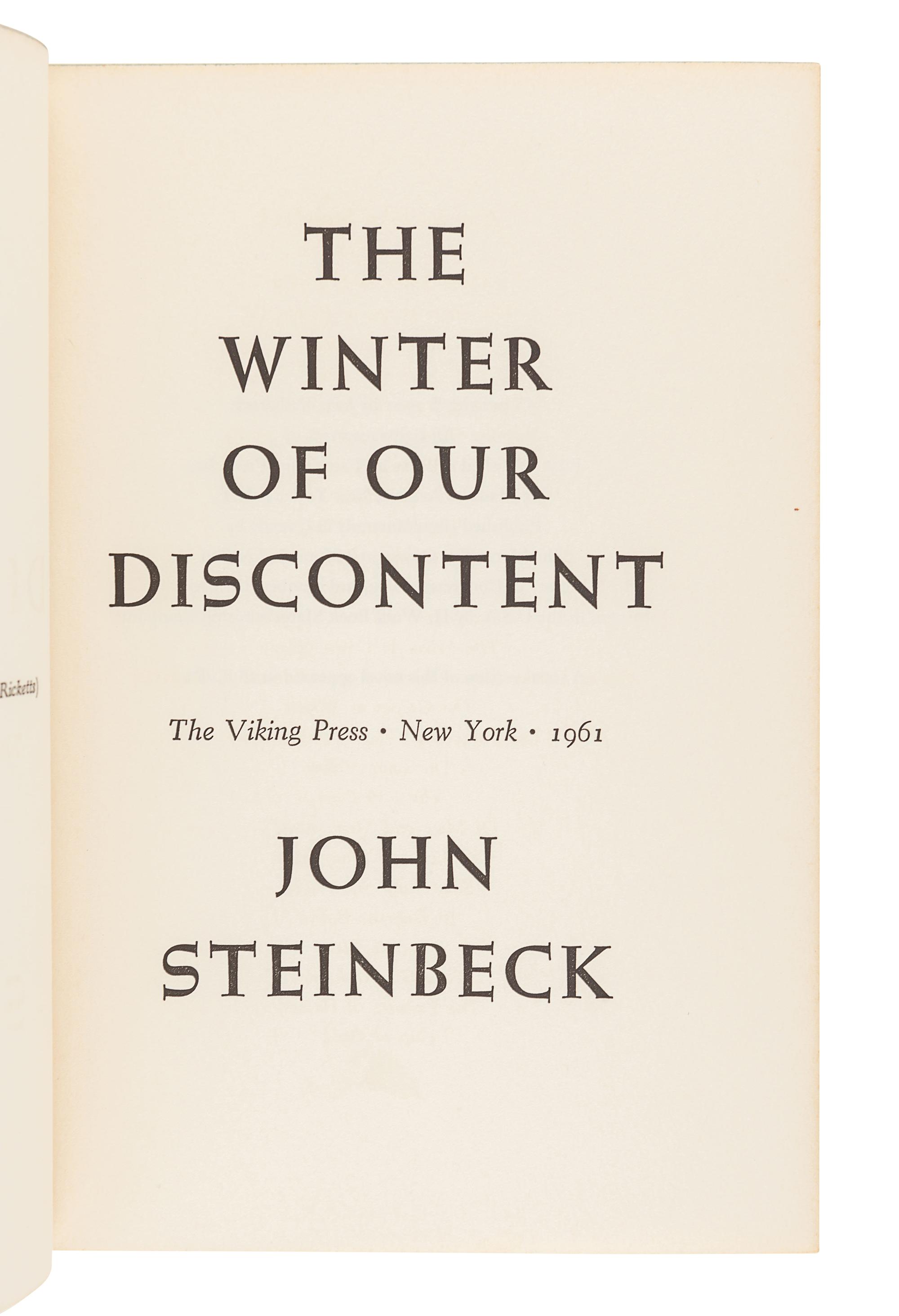STEINBECK, John (1902-1968). A group of 3 works, comprising: