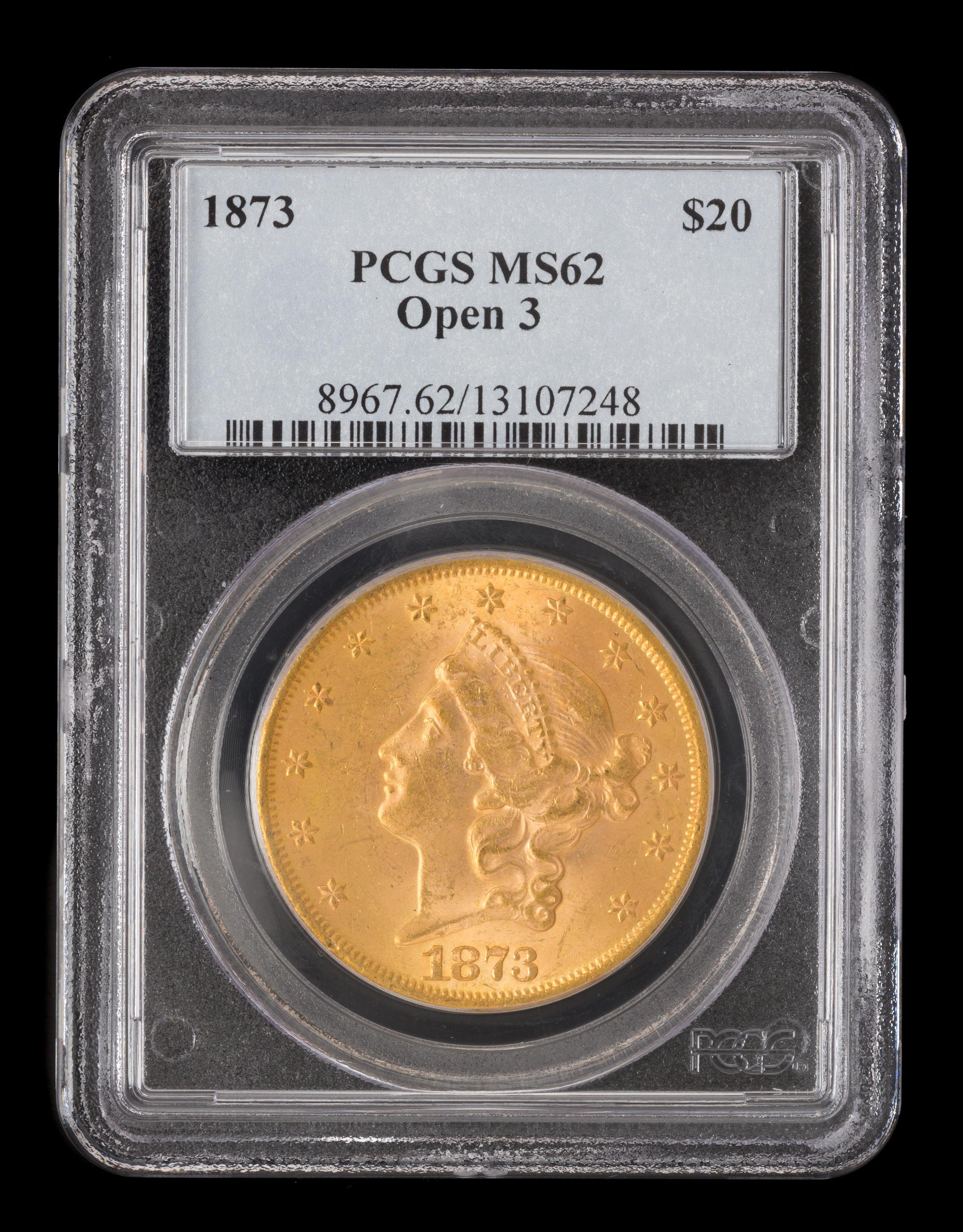 A United States 1873 Liberty Head: Open 3 $20 Gold Coin