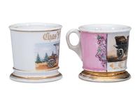 Two Open Touring Car Porcelain Occupational Shaving Mugs