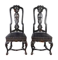 A Pair of Portuguese Rococo Style Lacquered Side Chairs — LATE 19TH CENTURY