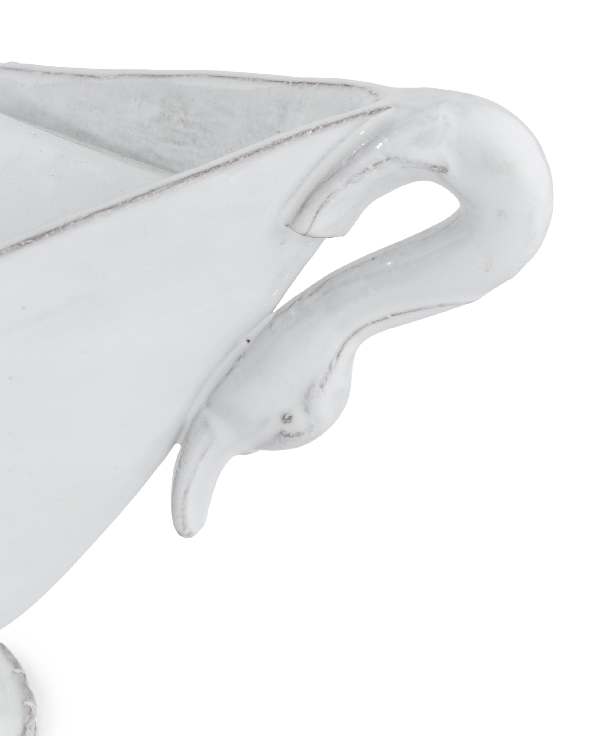 A Continental White-Glazed Faience Tureen