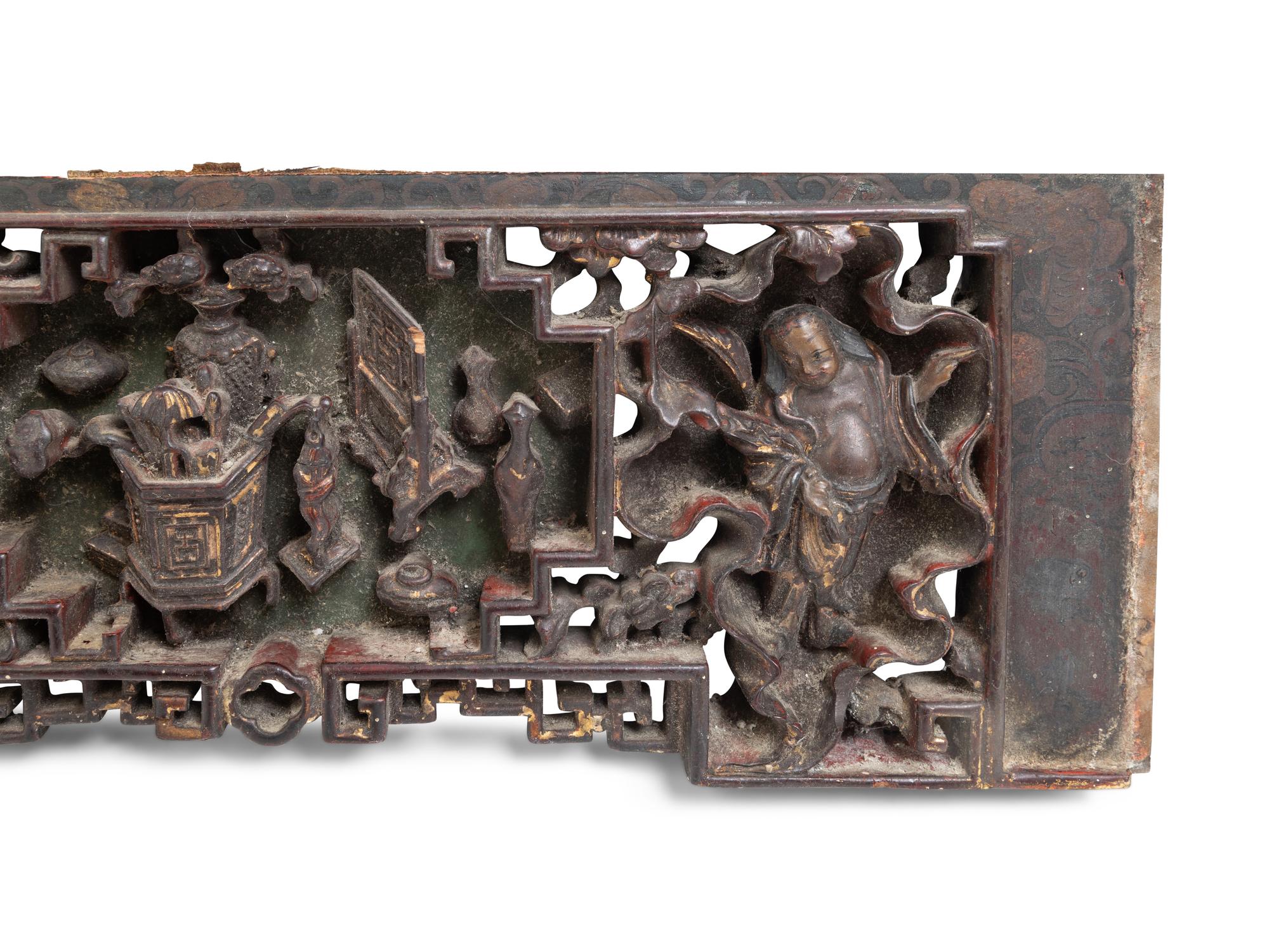 Ten Chinese Carved Wood Panels
