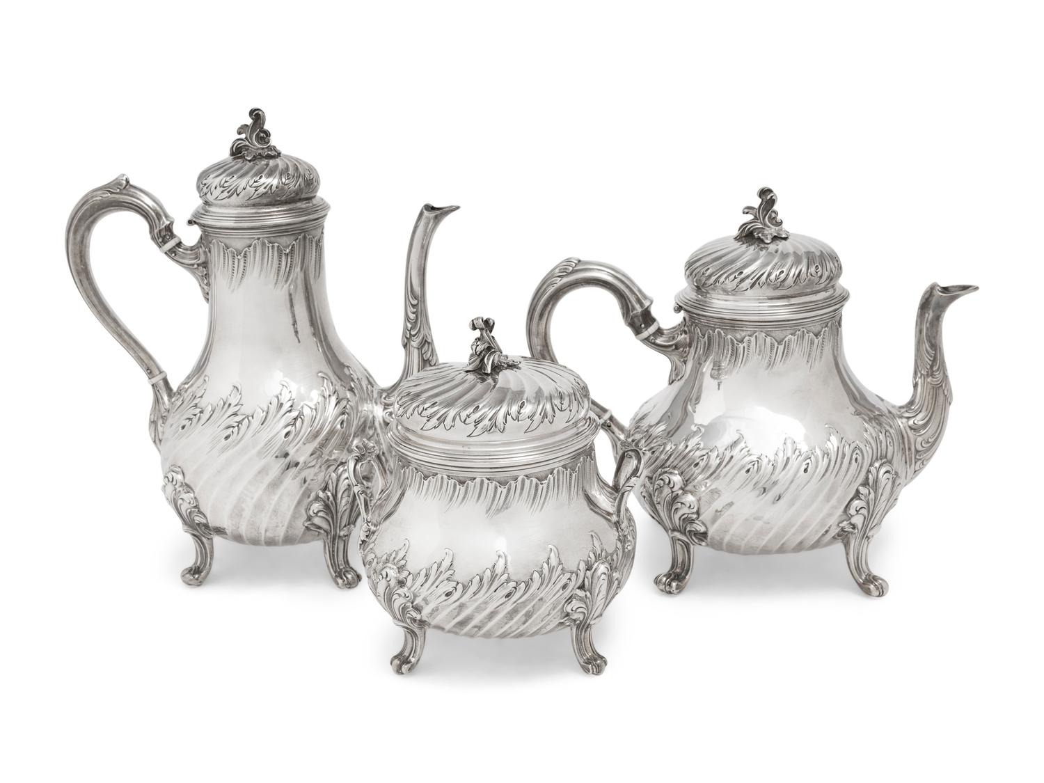 A French Silver Three-Piece Tea and Coffee Service