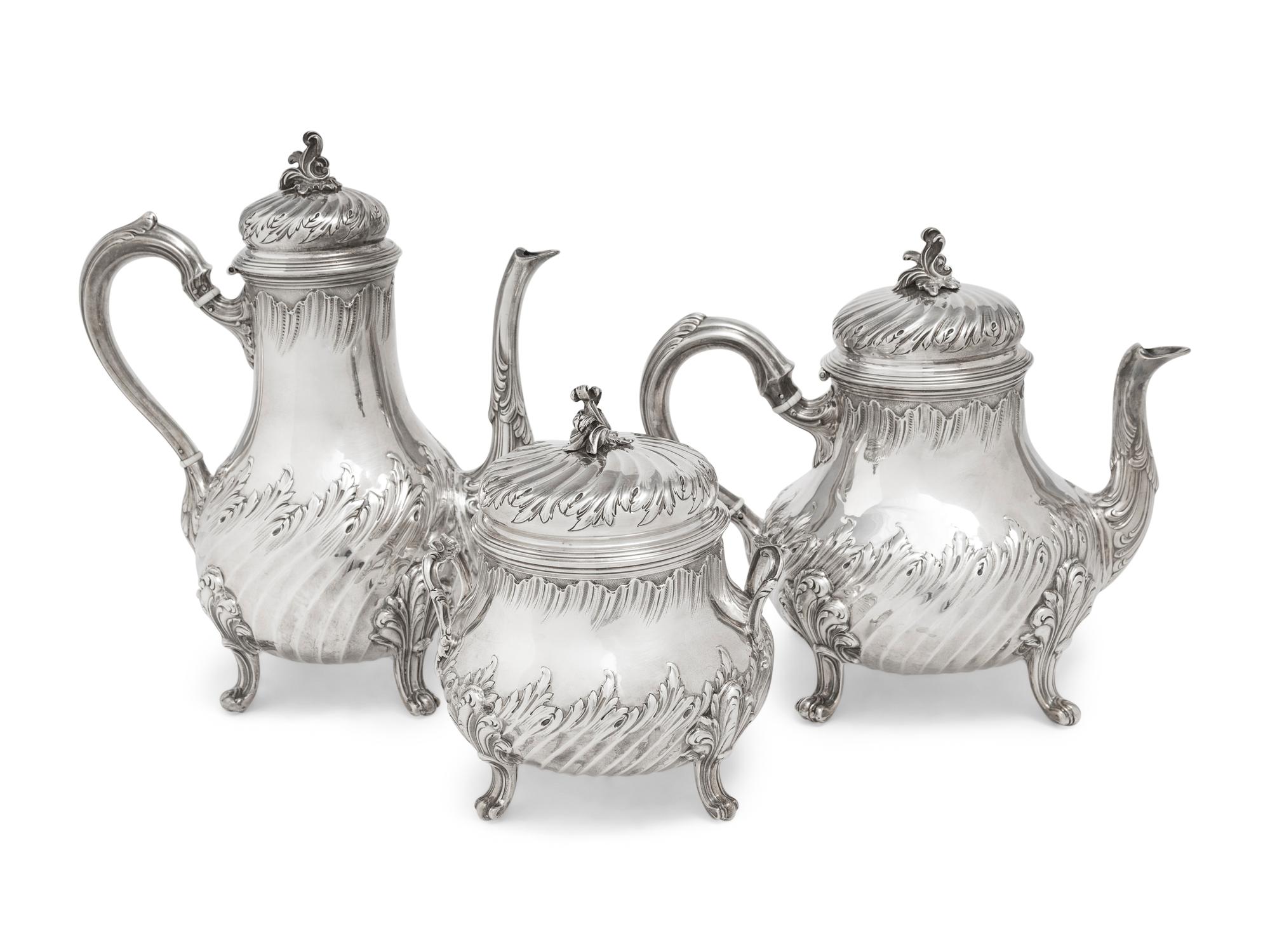 A French Silver Three-Piece Tea and Coffee Service
