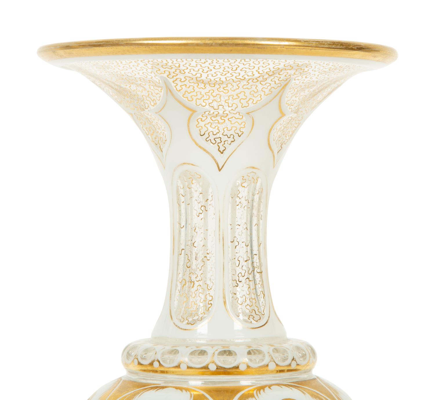 A Bohemian White Overlay Flashed Glass Vase — 19TH/20TH CENTURY