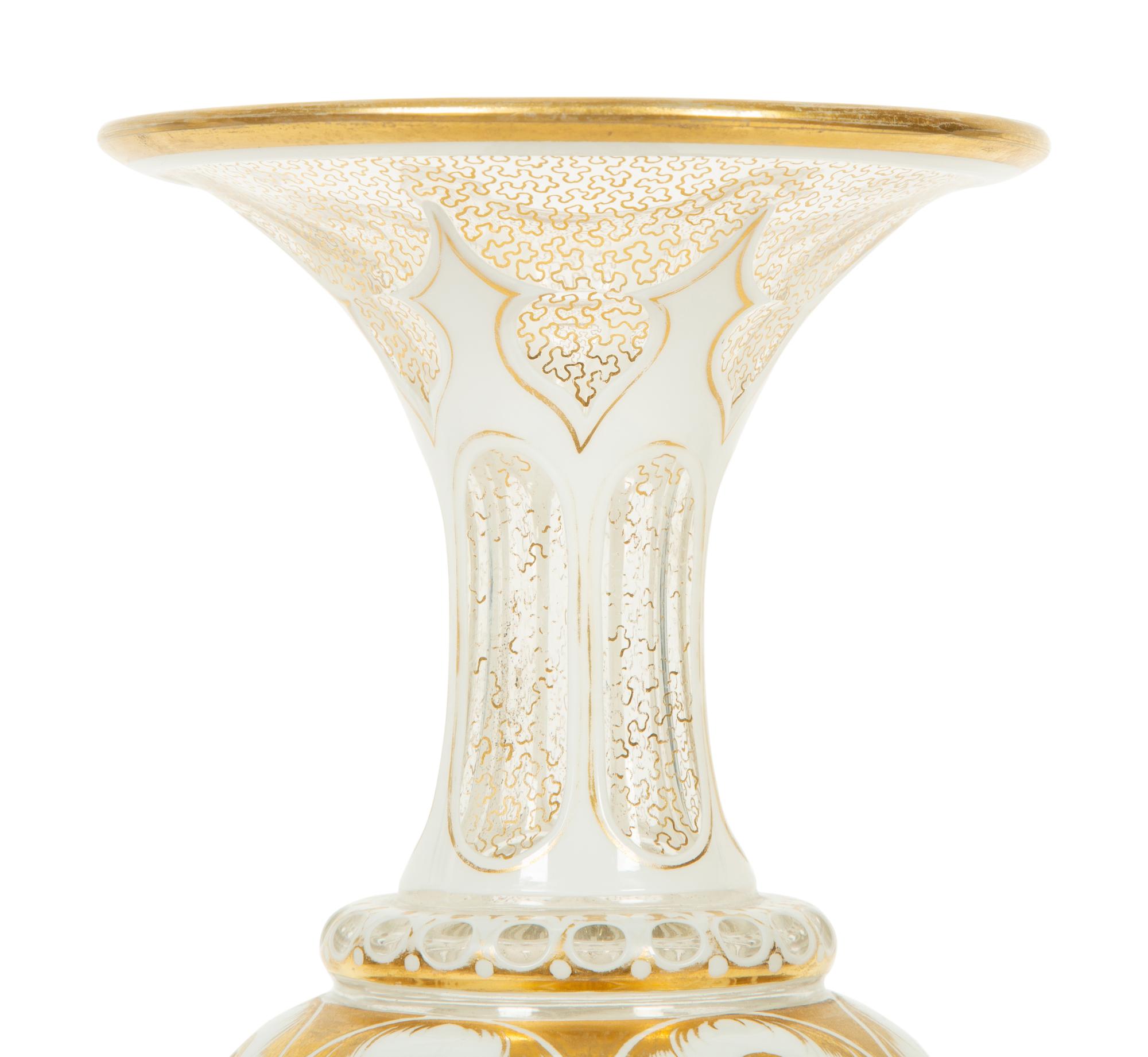 A Bohemian White Overlay Flashed Glass Vase — 19TH/20TH CENTURY
