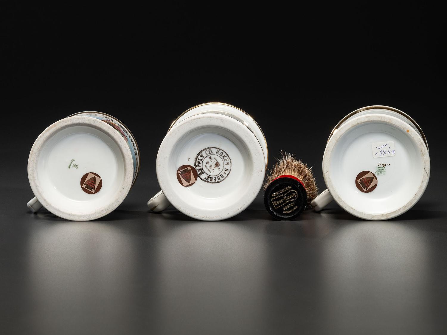 Three Fraternal Porcelain Shaving Mugs