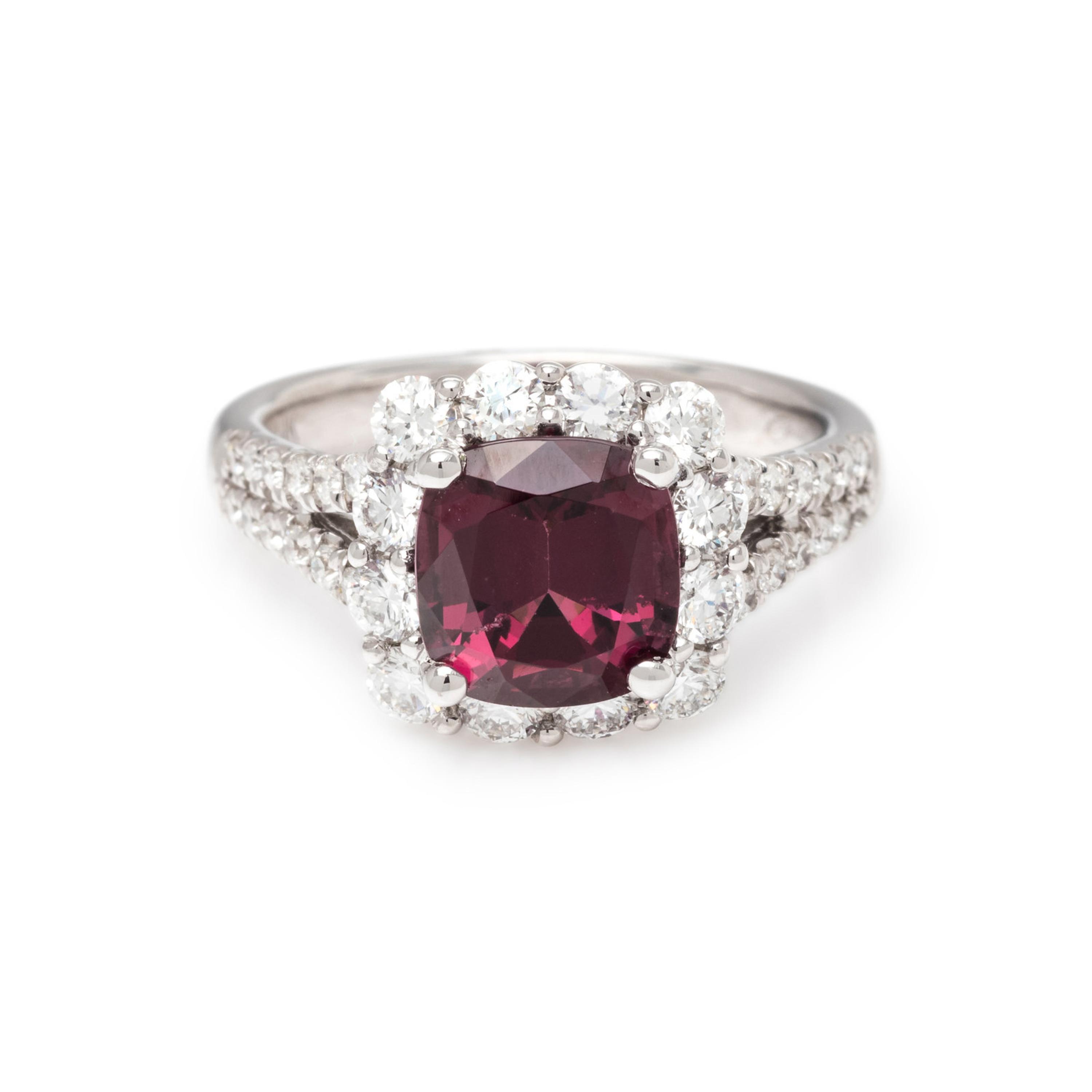 SPINEL AND DIAMOND RING