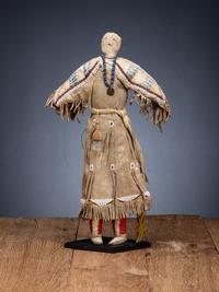 Hidatsa Doll, with Beaded and Quilled Dress