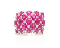 A 14 Karat White Gold, Ruby and Diamond Ring 8.90 dwts.