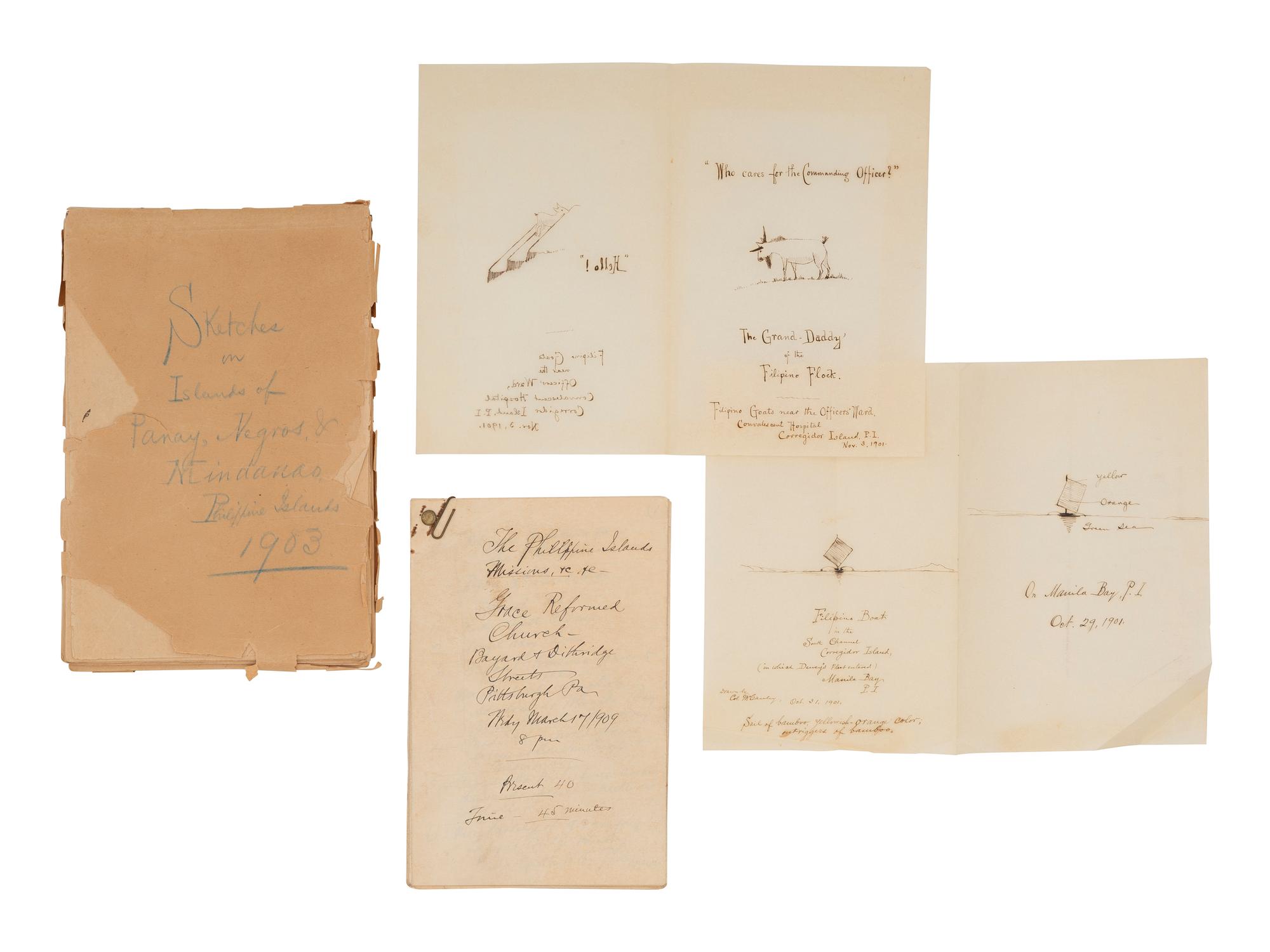 [WESTERN AMERICANA] -- [NATIVE AMERICANS]. Collection of sketches drawn and compiled by U.S. Army officer Charles A.H. McCauley while serving in various military posts, including Native American ledger art from the Los Piños Ute Indian Agency.