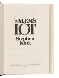 KING, Stephen (b. 1947). ' Salem’s Lot . Garden City, New York: Doubleday & Co., Inc., 1975.