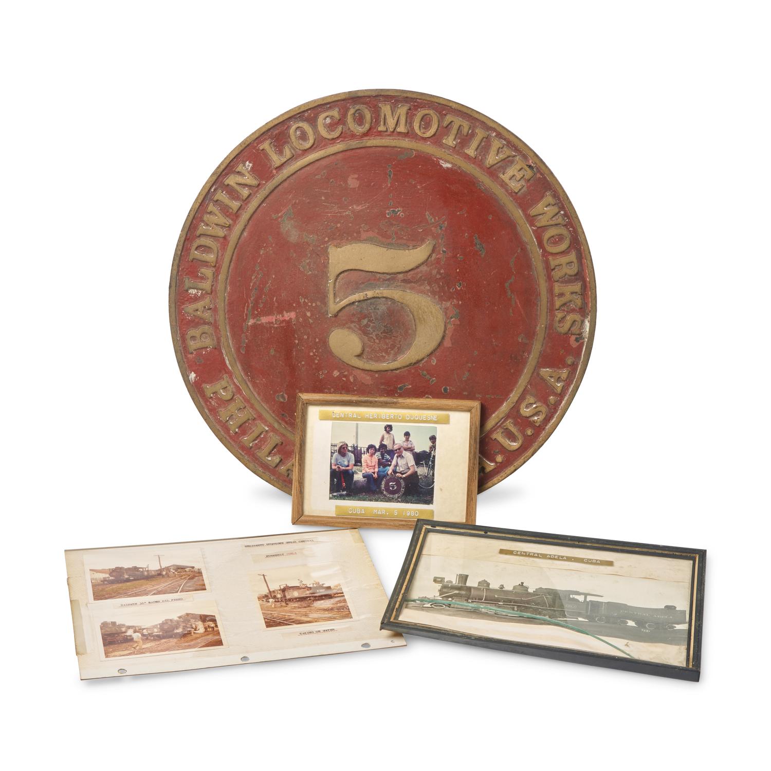 A Painted Cast Iron Baldwin Locomotive Works Train Plate from the Central Adela #5