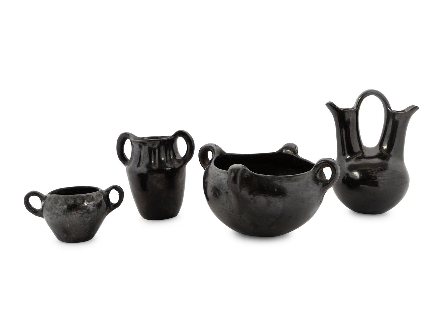 A Group of Handled Blackware Pottery Articles