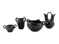 A Group of Handled Blackware Pottery Articles