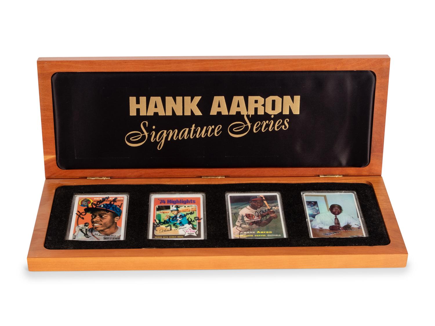 A Hank Aaron Signature Series Set of Signed Autograph Baseball Cards,