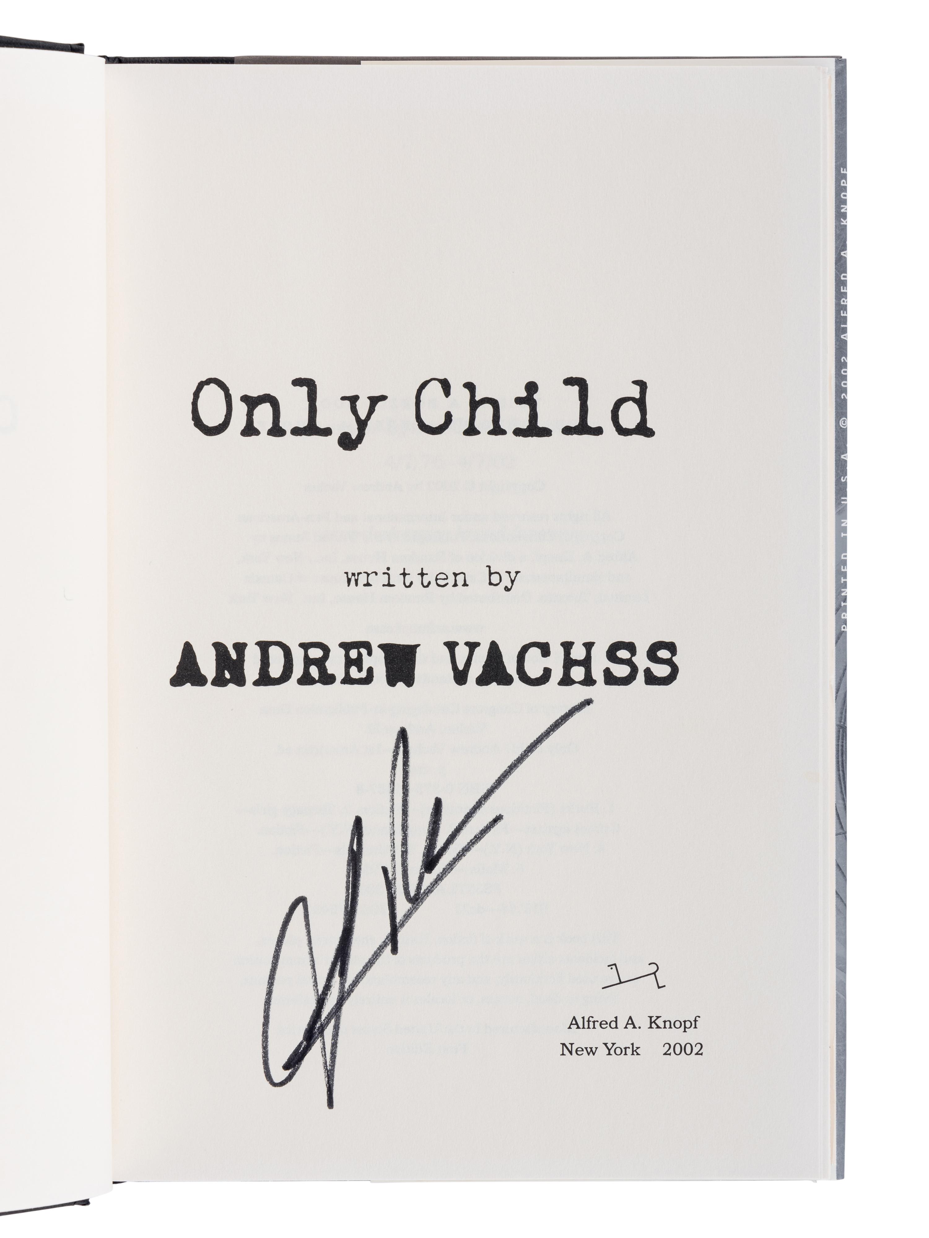 VACHSS, Andrew (1942-2021). A group of 8 works by Vachss, ALL FIRST EDITIONS, ALL SIGNED OR INSCRIBED, comprising: