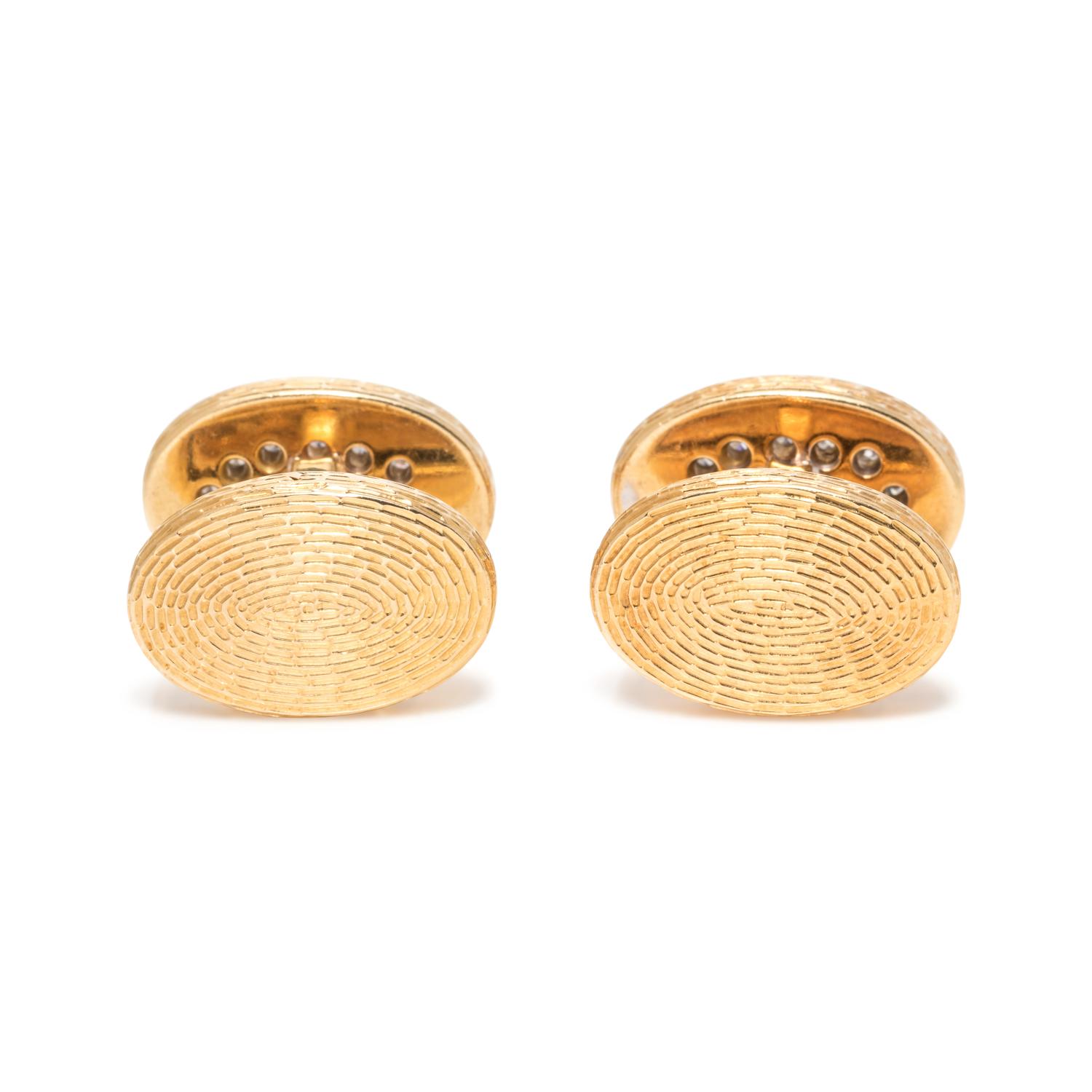 TIFFANY & CO., YELLOW GOLD AND DIAMOND CUFFLINKS