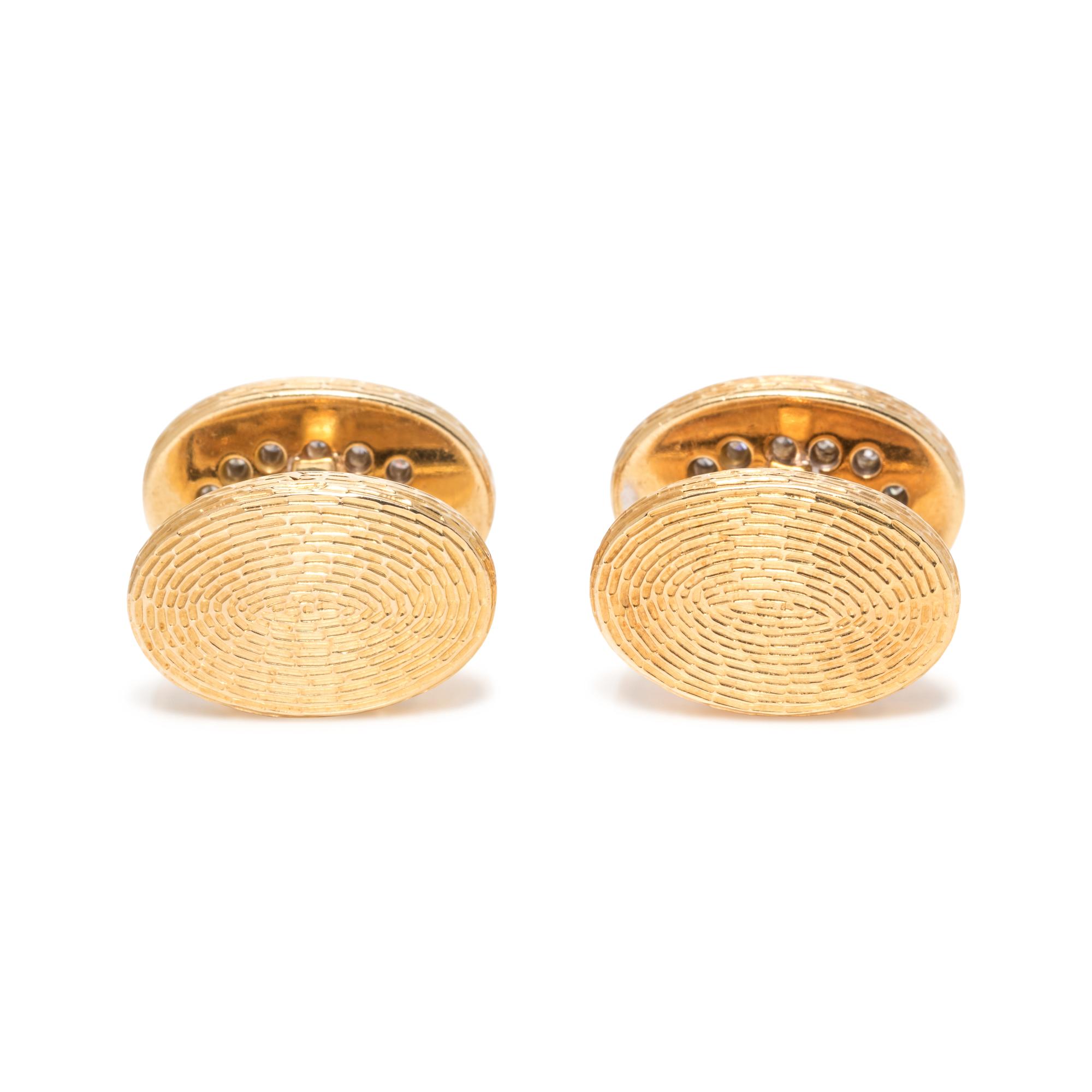 TIFFANY & CO., YELLOW GOLD AND DIAMOND CUFFLINKS
