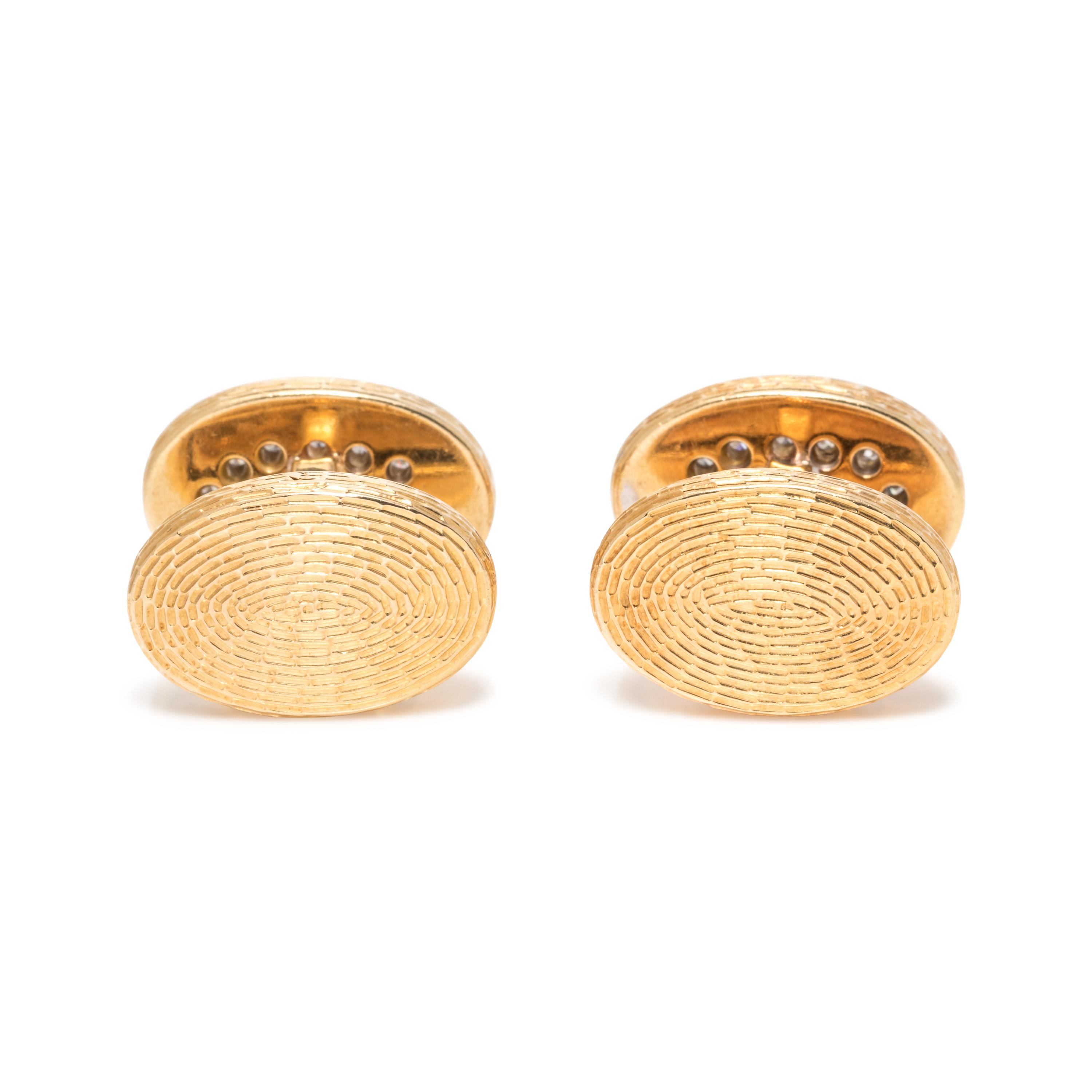 TIFFANY & CO., YELLOW GOLD AND DIAMOND CUFFLINKS