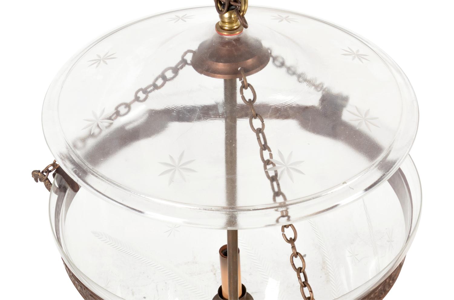 An Empire Style Etched Glass Hall Lantern