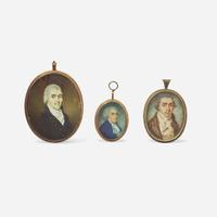 American or English School 18th century Three Portrait Miniatures of Gentlemen