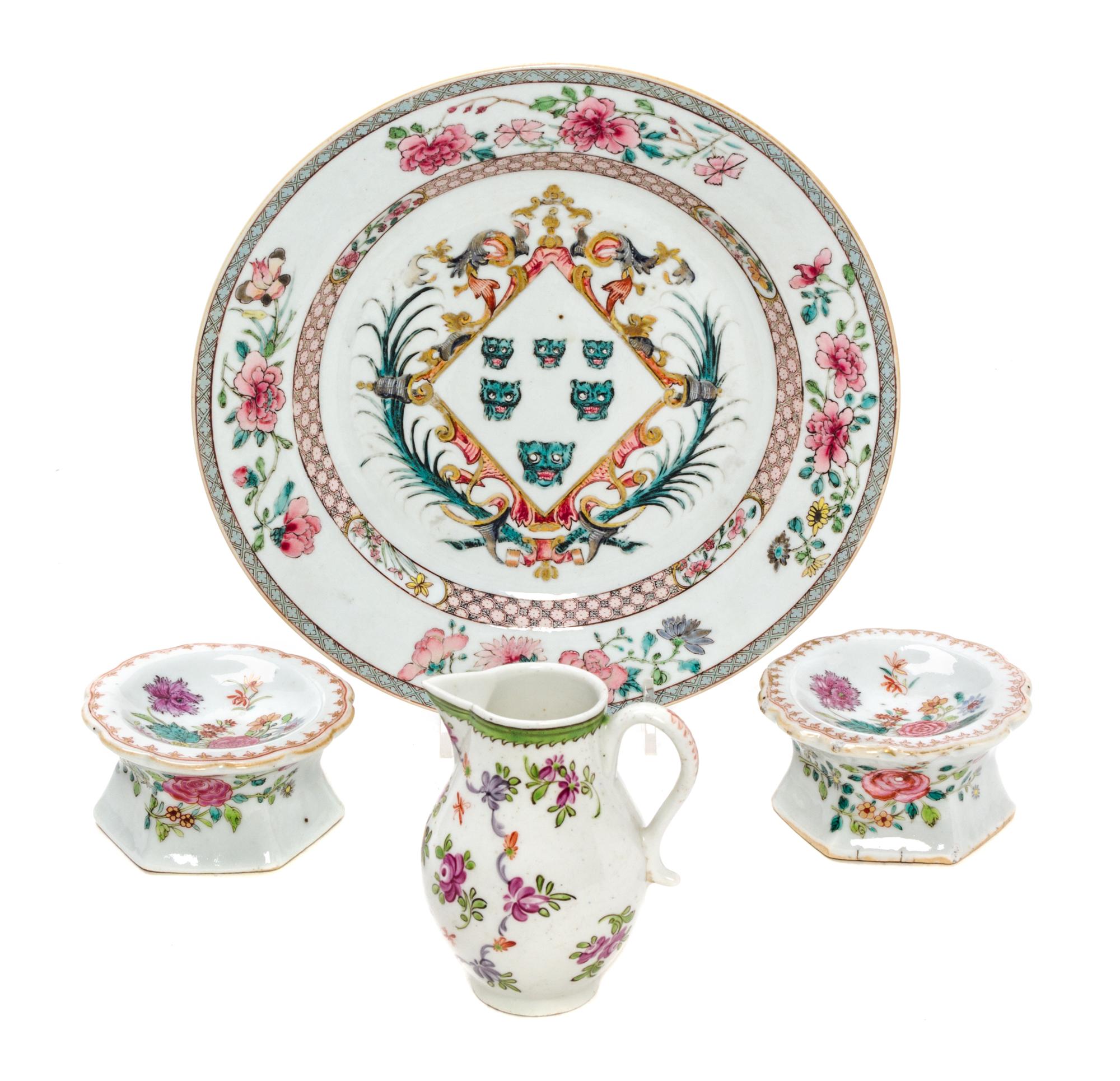 A Collection of Chinese Export Porcelain Articles Diameter of plate 9 inches.