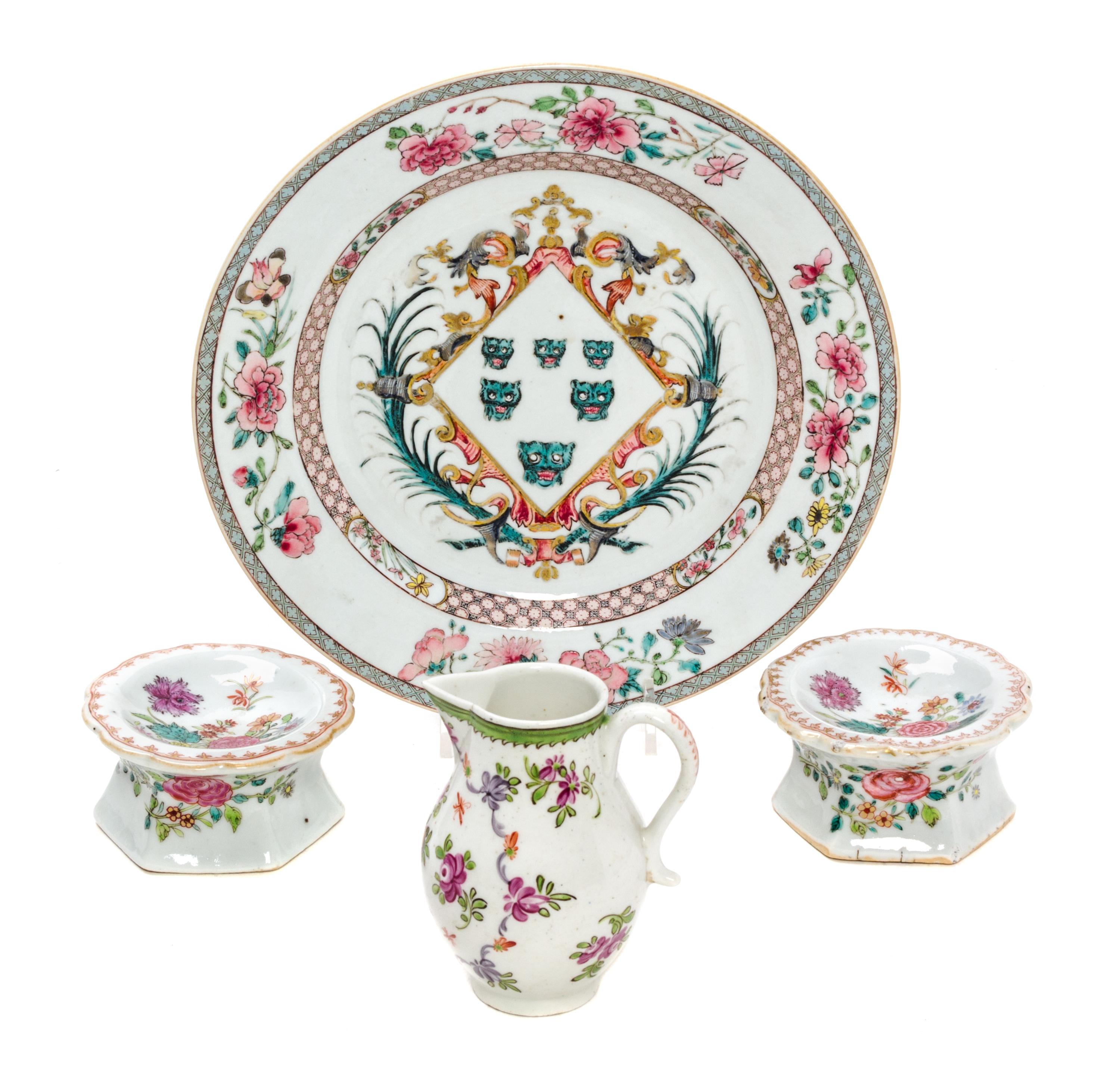 A Collection of Chinese Export Porcelain Articles Diameter of plate 9 inches.