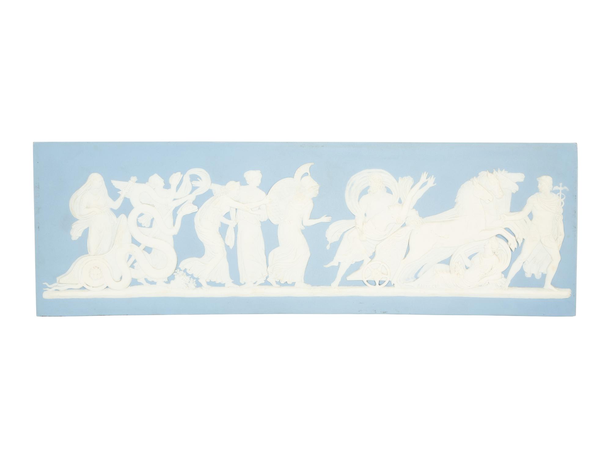 A Wedgwood Blue and White Jasperware Plaque, The Rape of Proserpina
