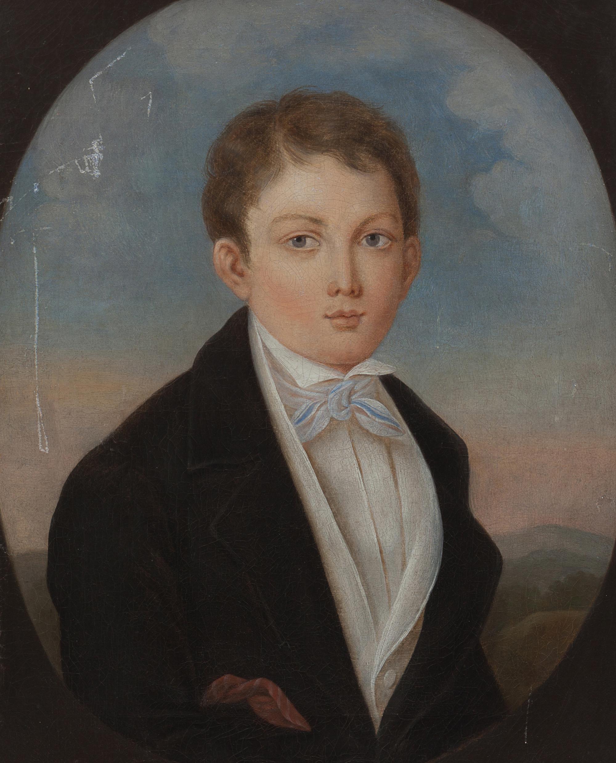 American School 19th Century, A Pair of Portraits: A Boy and Girl
