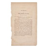 [Jefferson, Thomas] The Formation of the Library of Congress: Scarce Official Senate Report Pertaining to the Sale of Former President Thomas Jefferson's Library to the United States Congress