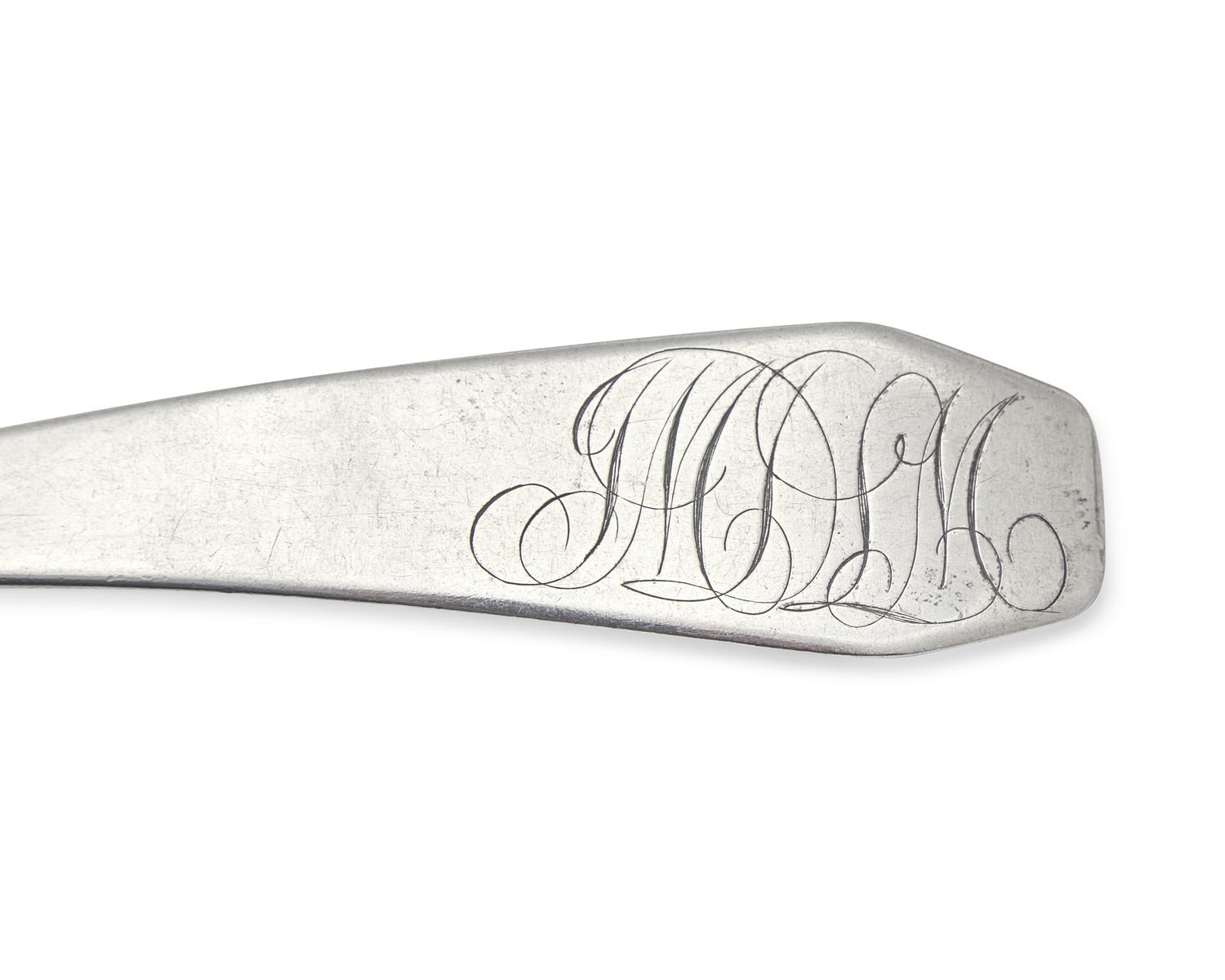 A Group of Four Federal Silver Coffin-End Tablespoons Associated with John M. De La Montagne, By William Garret Forbes (1751-1840), New York, NY, Circa 1800