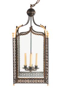 A Continental Tôle Mounted Metal Hall Lantern