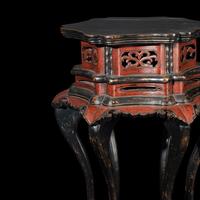A Chinese Lacquered Wood Floriform Stand, Huaji