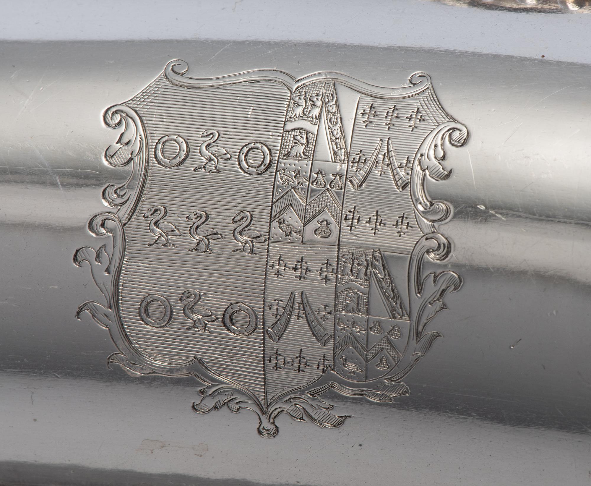 A Pair of English Silver-Plate Armorial Serving Dishes