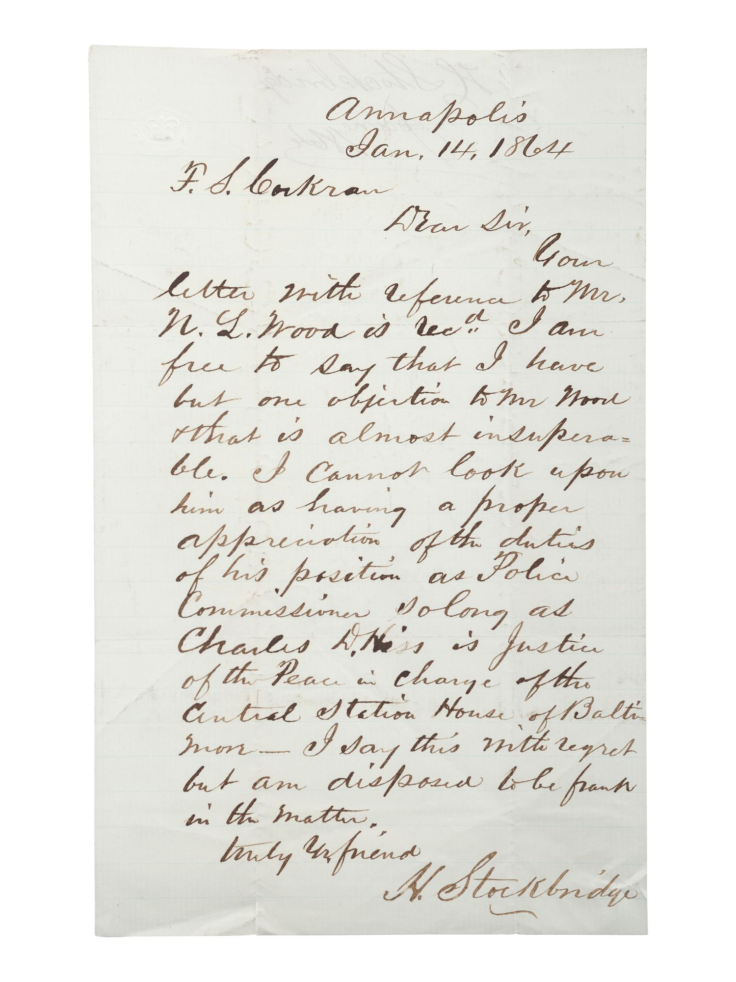 [SLAVERY & ABOLITION] -- [COCKRAN, Francis S. (1814-1886)]. Archive of letters to Maryland abolitionist and Underground Railroad supporter, comprising: