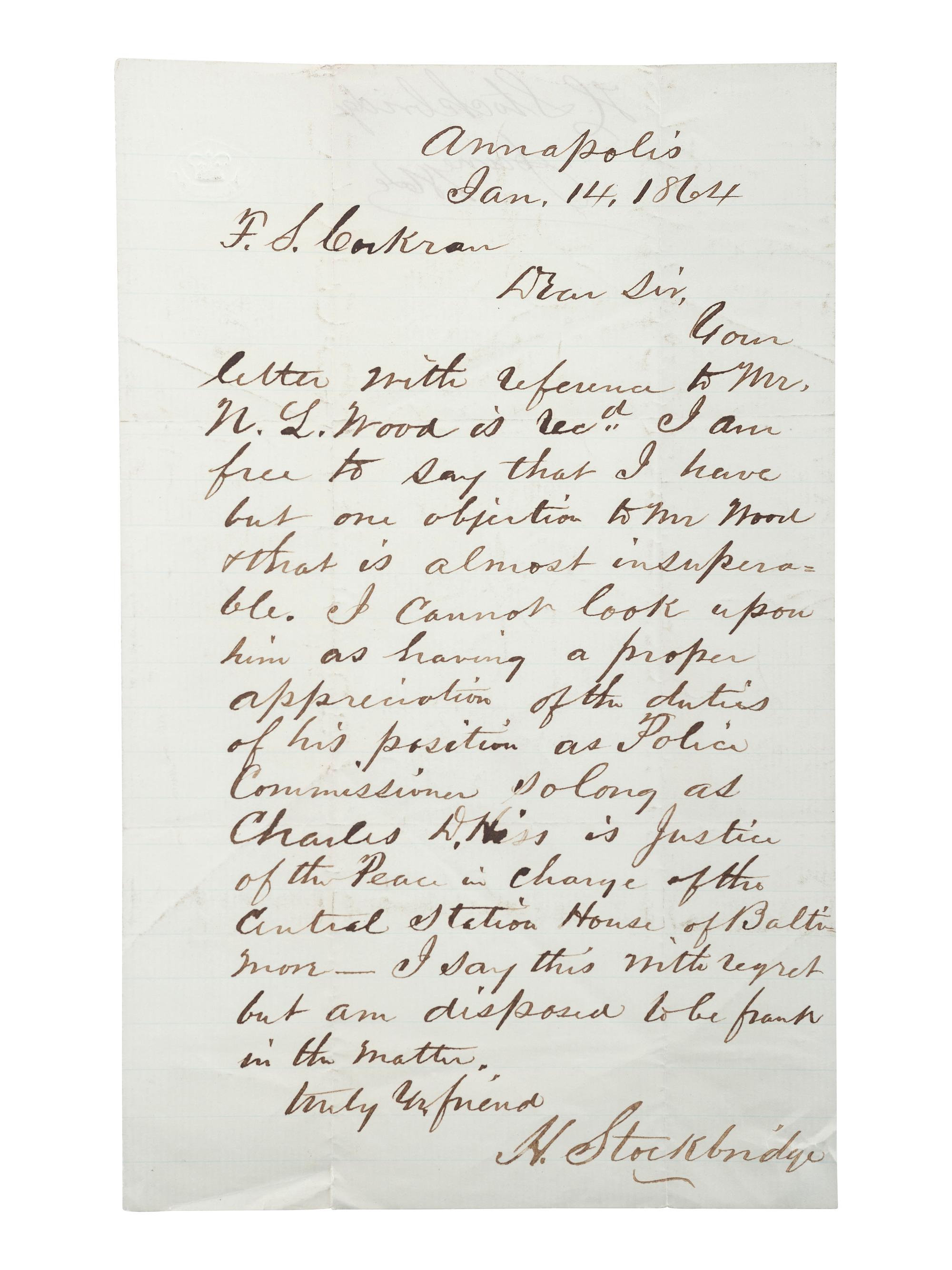 [SLAVERY & ABOLITION] -- [COCKRAN, Francis S. (1814-1886)]. Archive of letters to Maryland abolitionist and Underground Railroad supporter, comprising: