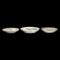 Three Chinese Famille Rose Porcelain Plates