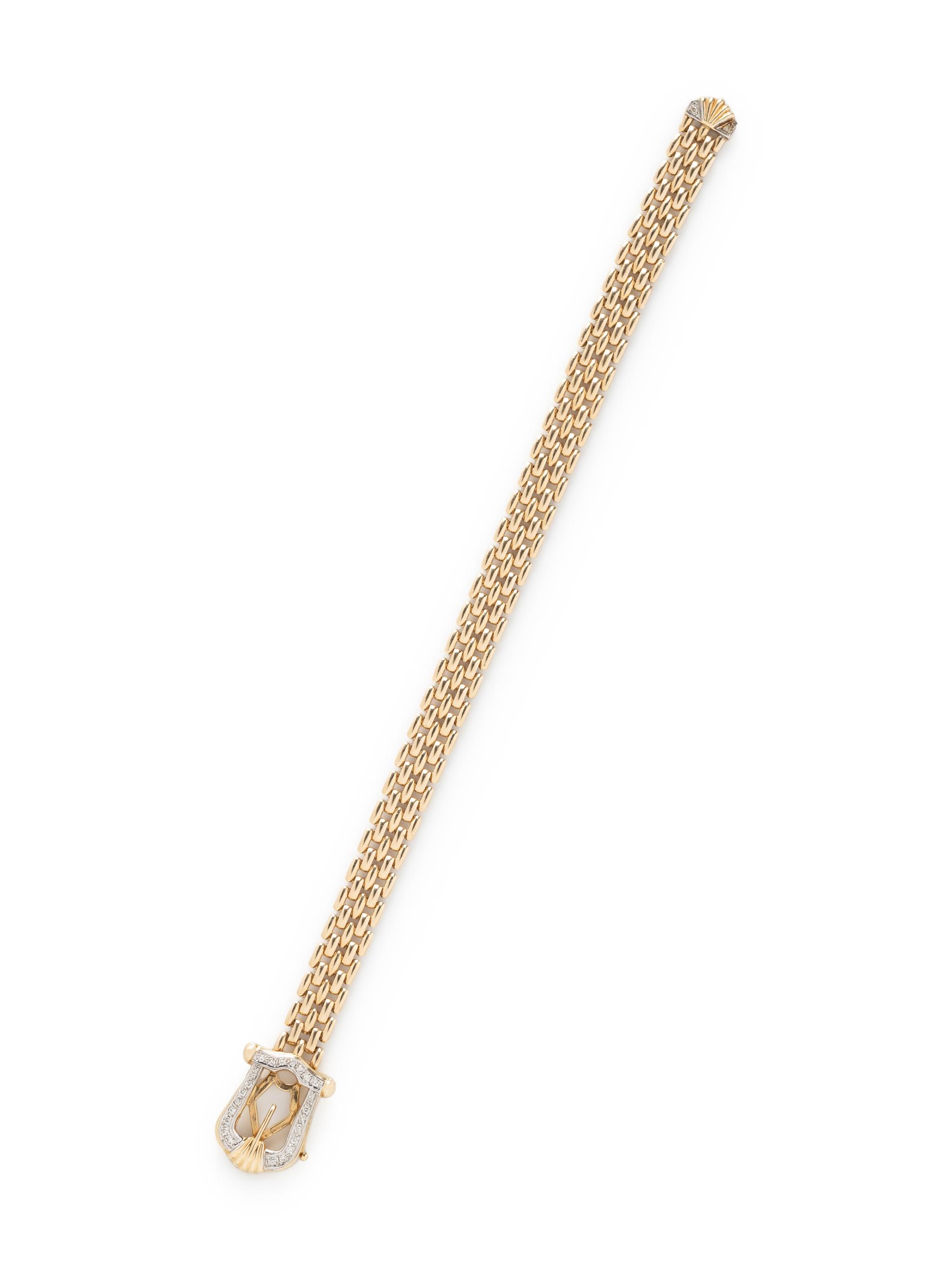 YELLOW GOLD AND DIAMOND BUCKLE BRACELET