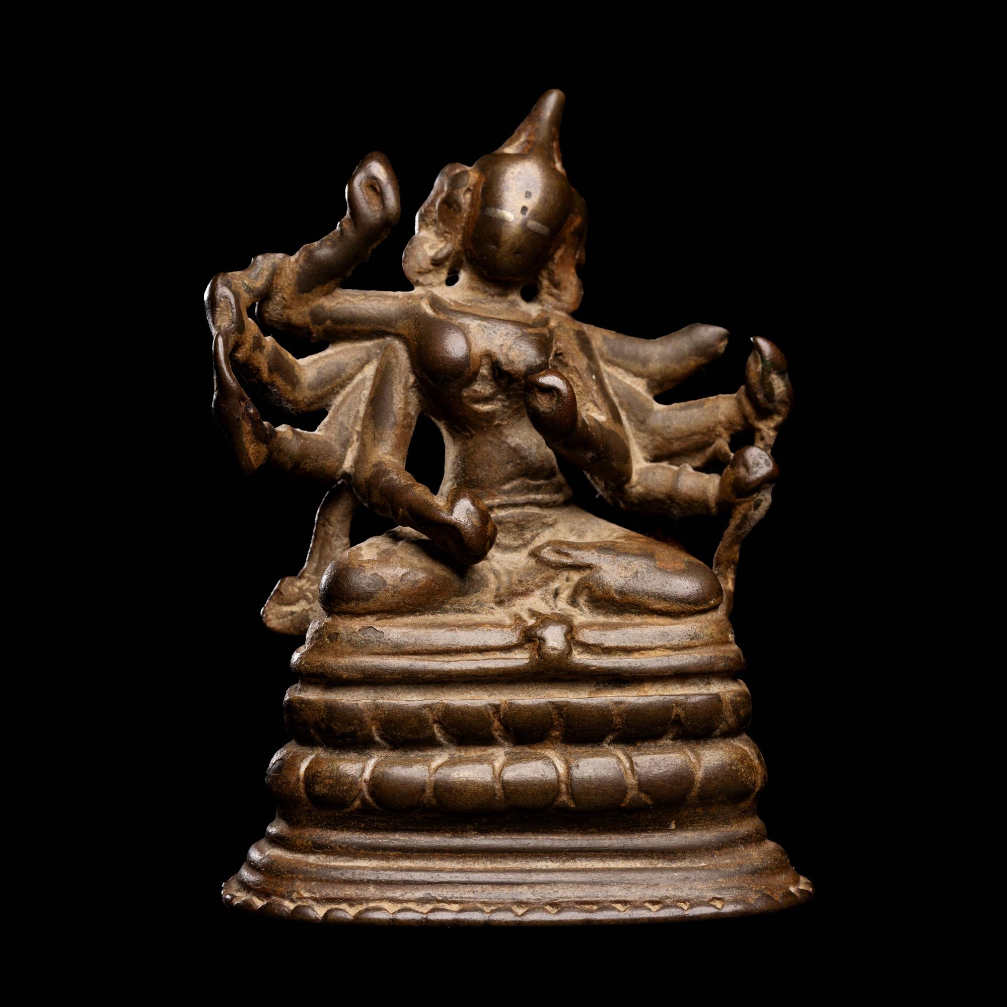 An Indian Silver-Inlaid Bronze Figure of a Female Deity