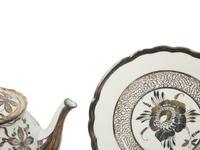 A Richard Ginori Silver-Overlay Porcelain Tea Service