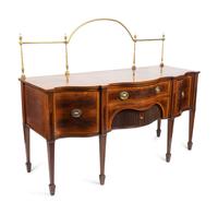 A Federal Inlaid Inlaid Mahogany Double Serpentine Sideboard with Brass Gallery — LATE 19TH CENTURY