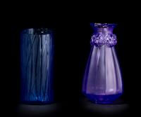 Two Lalique Molded and Frosted Glass Vases, Height of tallest 6 3/8 inches.