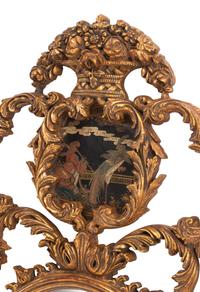 A Pair of Italian Carved Wood and Chinoiserie Decorated Mirrors